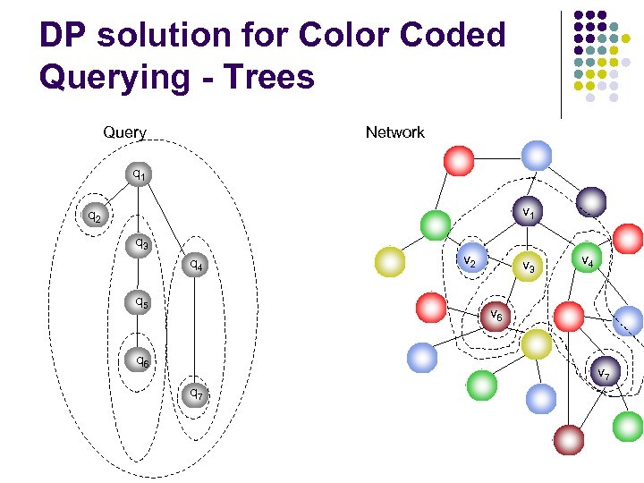 DP solution for Color Coded Querying - Trees Query Network q 1 v 1