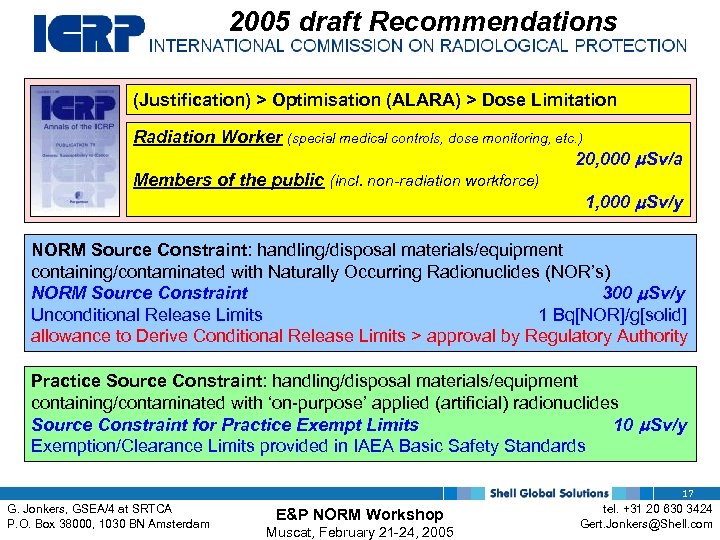 2005 draft Recommendations (Justification) > Optimisation (ALARA) > Dose Limitation Radiation Worker (special medical