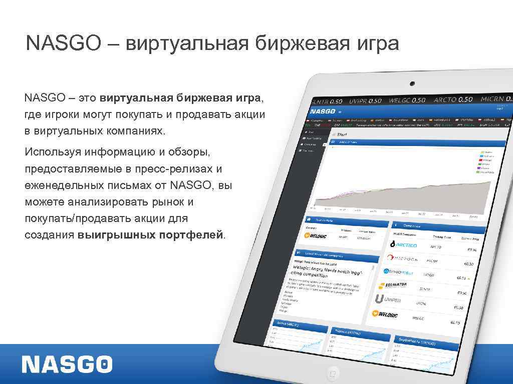 NASGO – виртуальная биржевая игра NASGO – это виртуальная биржевая игра, где игроки могут