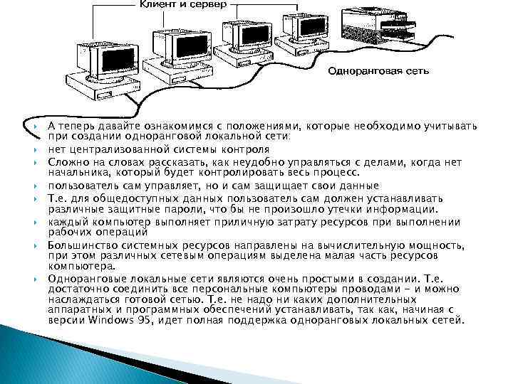  А теперь давайте ознакомимся с положениями, которые необходимо учитывать при создании одноранговой локальной