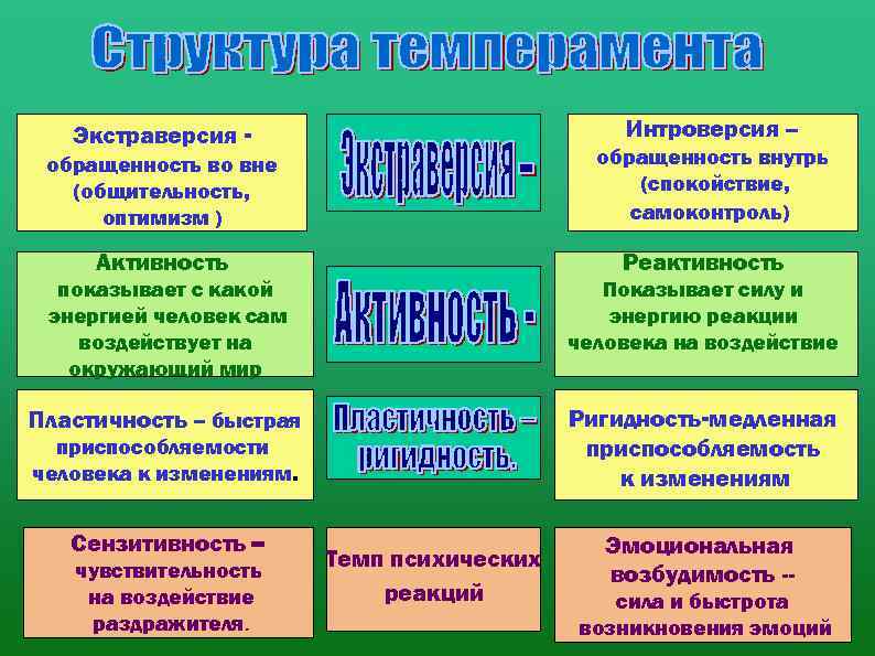 Интроверсия – Экстраверсия - обращенность внутрь (спокойствие, самоконтроль) обращенность во вне (общительность, оптимизм )