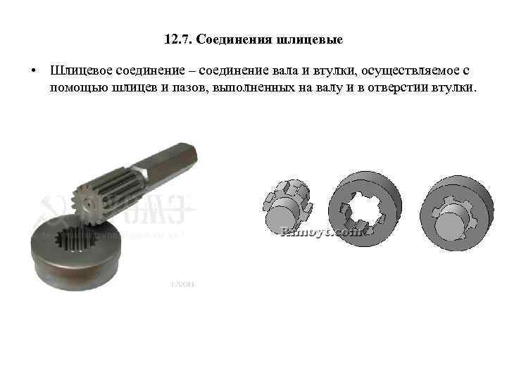 12. 7. Соединения шлицевые • Шлицевое соединение – соединение вала и втулки, осуществляемое с