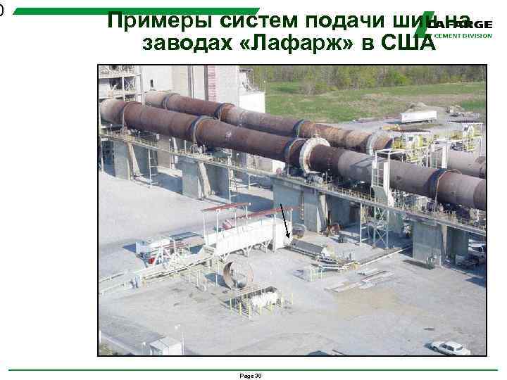 0 Примеры систем подачи шин на заводах «Лафарж» в США Page 30 