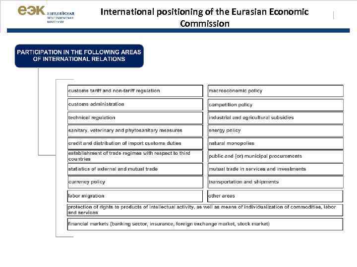 International positioning of the Eurasian Economic Commission | 