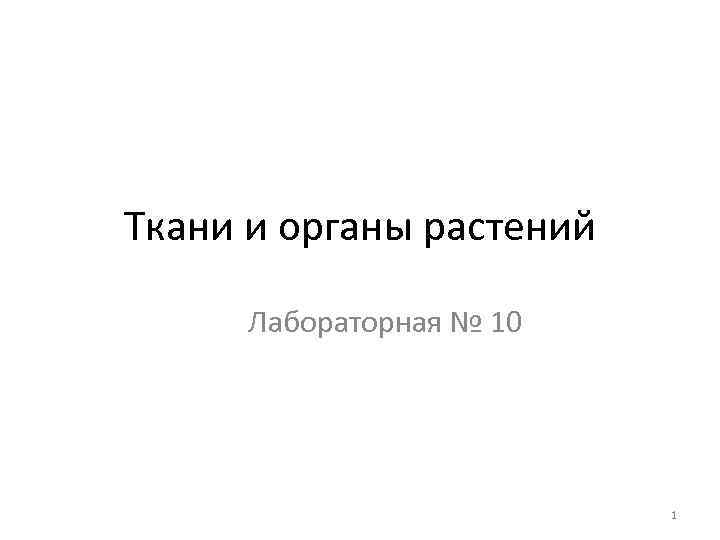 Ткани и органы растений Лабораторная № 10 1 