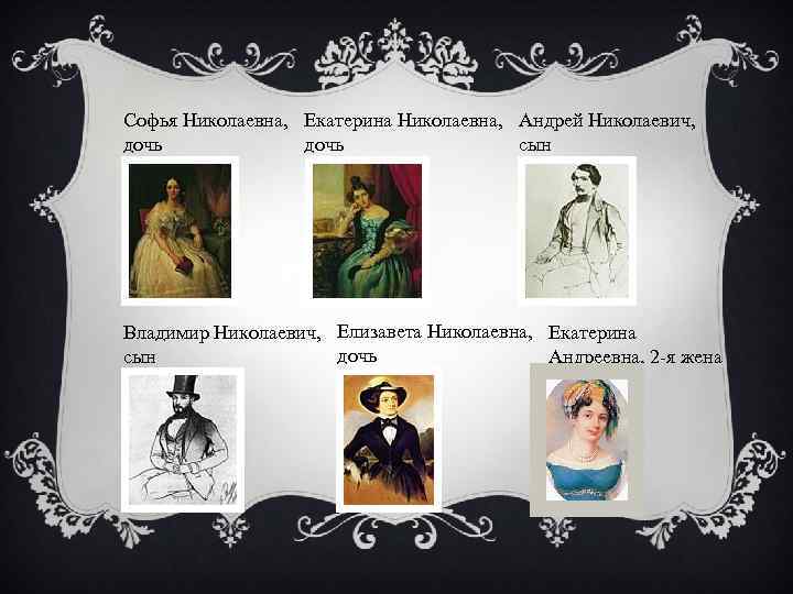 Софья Николаевна, Екатерина Николаевна, Андрей Николаевич, сын дочь Владимир Николаевич, Елизавета Николаевна, Екатерина дочь