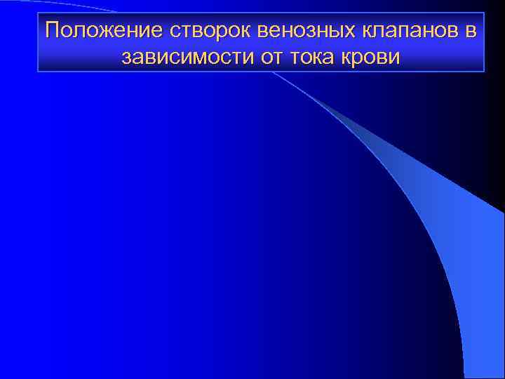 Положение створок венозных клапанов в зависимости от тока крови 