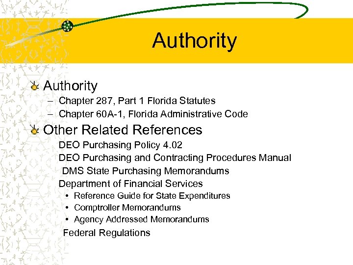 Deo Procurement Training Training Agenda Authority