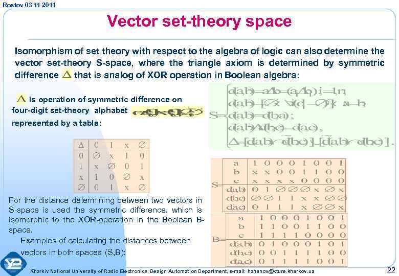 Rostov 03 11 2011 Vector set-theory space Isomorphism of set theory with respect to