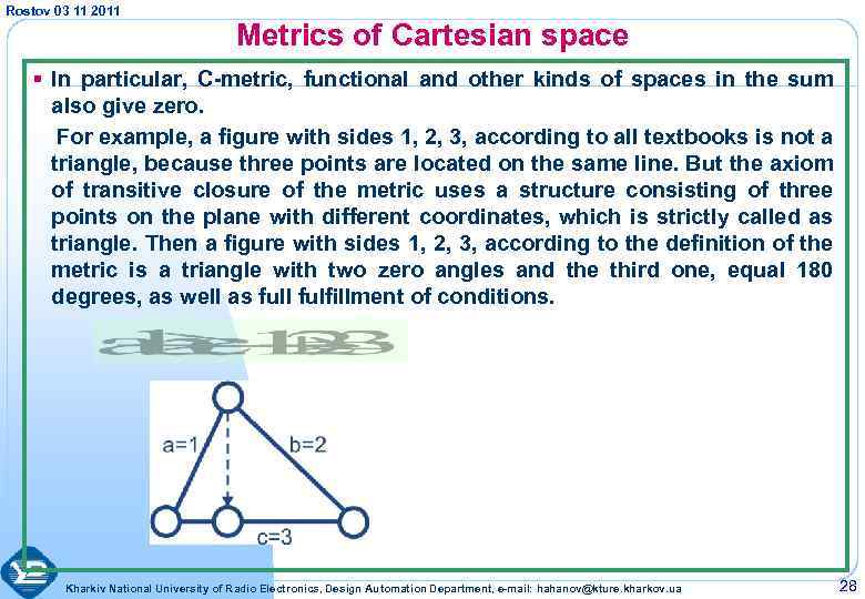 Rostov 03 11 2011 Metrics of Cartesian space § In particular, C-metric, functional and