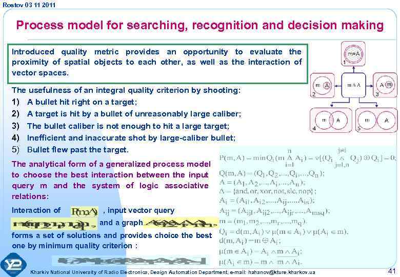 Rostov 03 11 2011 Process model for searching, recognition and decision making Introduced quality