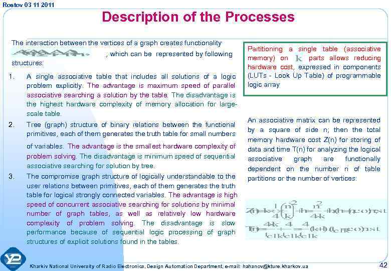 Rostov 03 11 2011 Description of the Processes The interaction between the vertices of