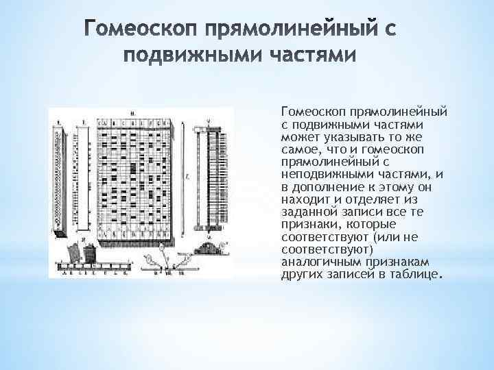 Гомеоскоп прямолинейный с подвижными частями может указывать то же самое, что и гомеоскоп прямолинейный