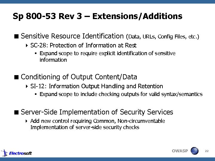 Sp 800 -53 Rev 3 – Extensions/Additions < Sensitive Resource Identification (Data, URLs, Config