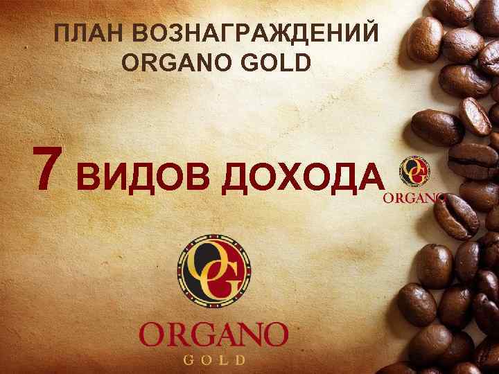 ПЛАН ВОЗНАГРАЖДЕНИЙ ORGANO GOLD 7 ВИДОВ ДОХОДА 