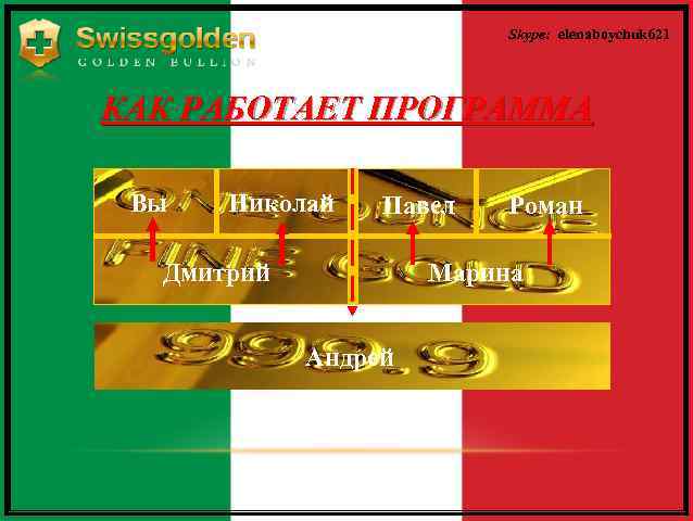 Skype: elenaboychuk 621 КАК РАБОТАЕТ ПРОГРАММА Вы Николай Павел Дмитрий Роман Марина Андрей 