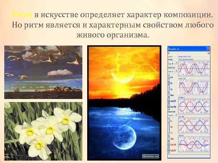 Ритм в искусстве определяет характер композиции. Ритм Но ритм является и характерным свойством любого