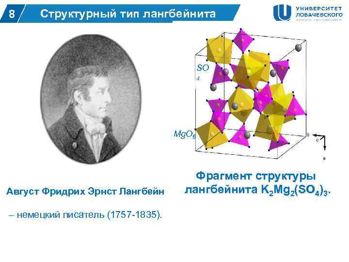 8 2 Структурный тип лангбейнита SO 4 Mg. O 6 Август Фридрих Эрнст Лангбейн