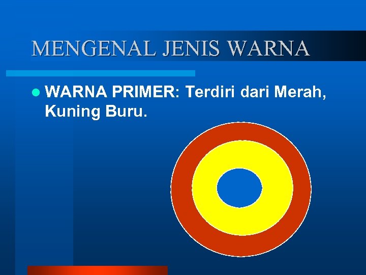 MENGENAL JENIS WARNA l WARNA PRIMER: Terdiri dari Merah, Kuning Buru. 