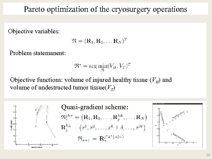 Pareto optimization of the cryosurgery operations Objective variables: Problem statemanent: Objective functions: volume of