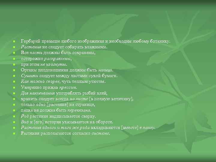 n n n n n Гербарий превыше любого изображения и необходим любому ботанику. Растения