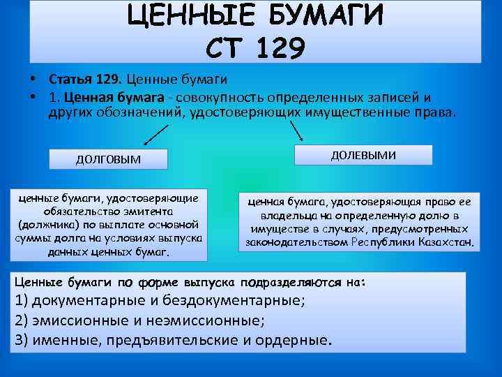 Ст 129. Ценные бумаги статья. Ценные бумаги ГК РФ. Бездокументарные ценные бумаги по ГК. Ценные бумаги Гражданский кодекс.