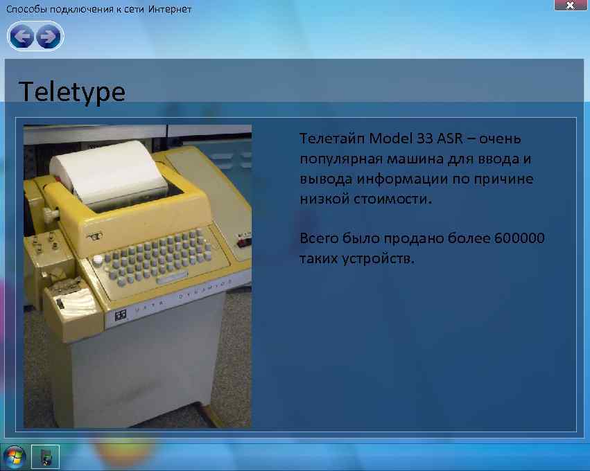 Способы подключения к сети Интернет Teletype Телетайп Model 33 ASR – очень популярная машина