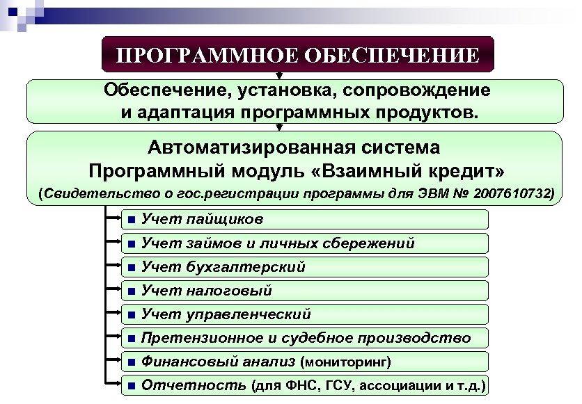 ПРОГРАММНОЕ ОБЕСПЕЧЕНИЕ Обеспечение, установка, сопровождение и адаптация программных продуктов. Автоматизированная система Программный модуль «Взаимный