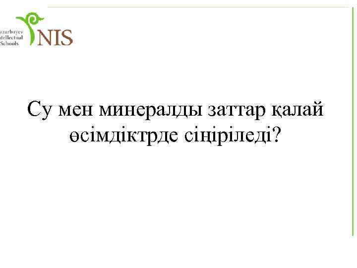 Cу мен минералды заттар қалай өсімдіктрде сіңіріледі? 