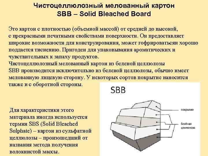 Характеристики картона. SBB-картон. Мелованный гофрокартон. Чистоцеллюлозный картон. Картон SBB (SBS).