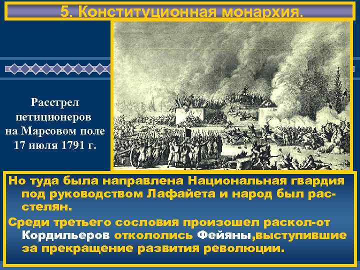 5. Конституционная монархия. Расстрел петиционеров на Марсовом поле 17 июля 1791 г. ЖД ЕМ