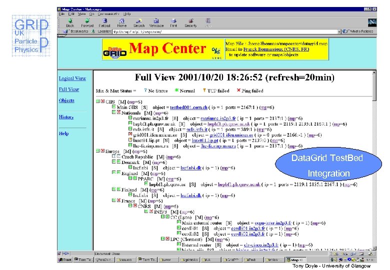 Data. Grid Test. Bed Integration Tony Doyle - University of Glasgow 