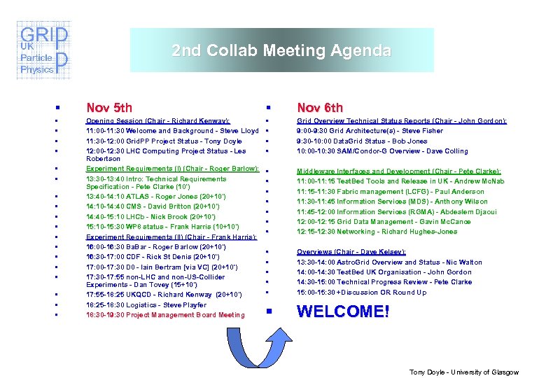 2 nd Collab Meeting Agenda § Nov 5 th § Nov 6 th §