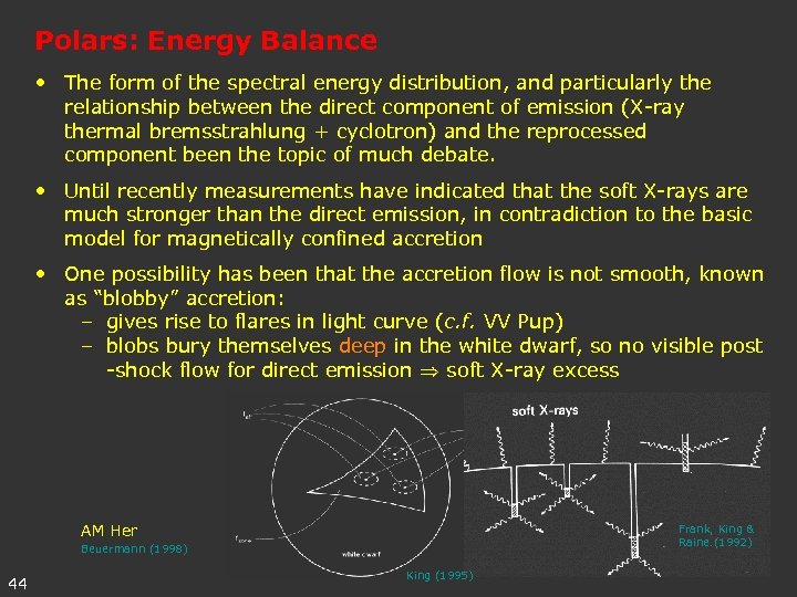 Polars: Energy Balance • The form of the spectral energy distribution, and particularly the