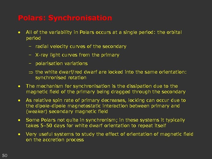 Polars: Synchronisation • All of the variability in Polars occurs at a single period: