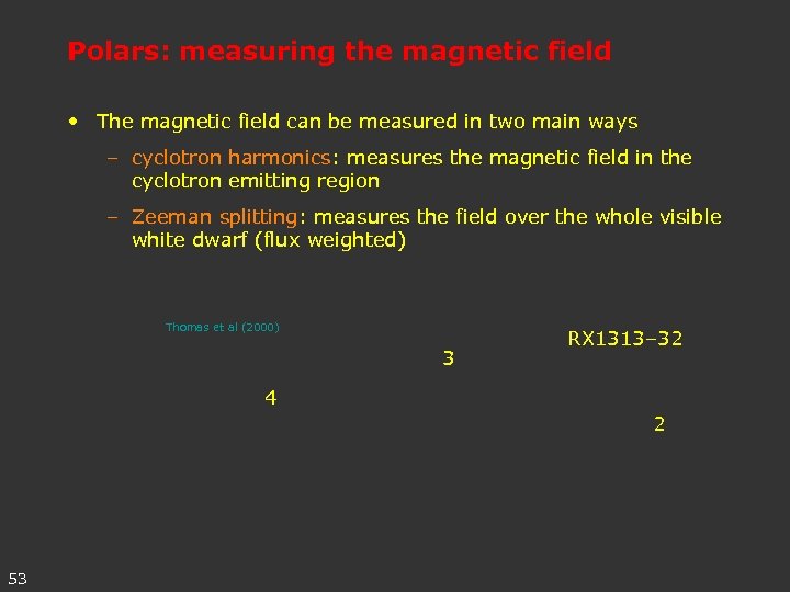 Polars: measuring the magnetic field • The magnetic field can be measured in two
