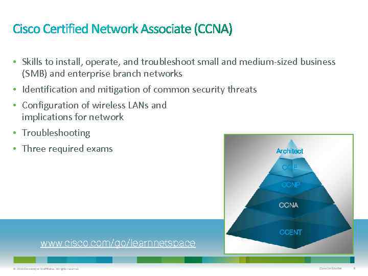  • Skills to install, operate, and troubleshoot small and medium-sized business (SMB) and