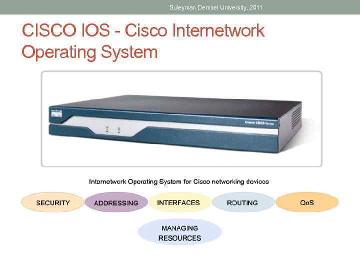 Suleyman Demirel University, 2011 CISCO IOS - Cisco Internetwork Operating System 