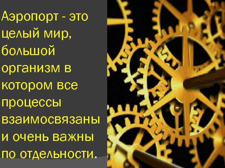 Аэропорт - это целый мир, большой организм в котором все процессы взаимосвязаны и очень