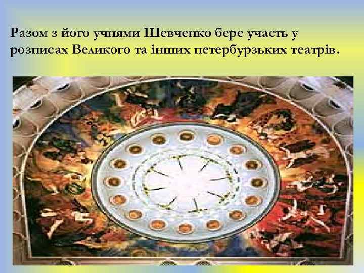 Разом з його учнями Шевченко бере участь у розписах Великого та інших петербурзьких театрів.