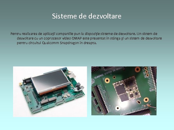 Sisteme de dezvoltare Pentru realizarea de aplicaţii companiile pun la dispoziţie sisteme de dezvoltare.