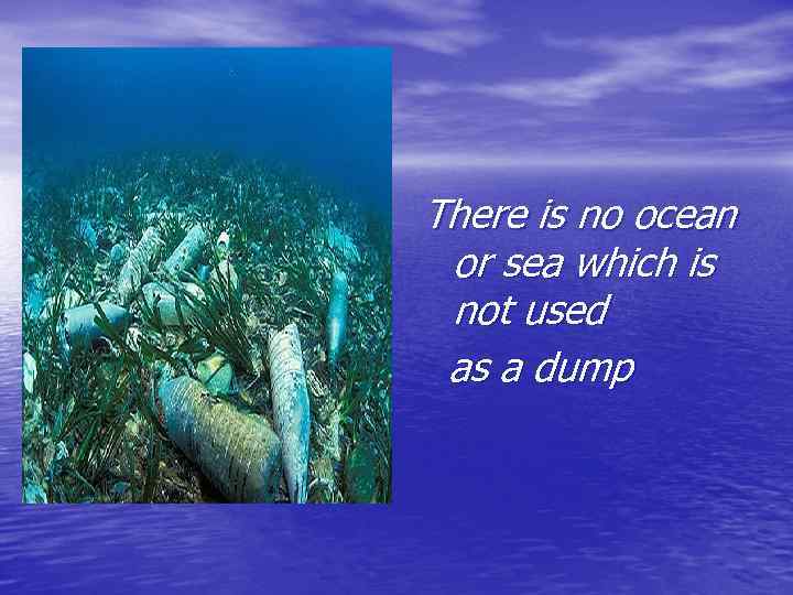 There is no ocean or sea which is not used as a dump 