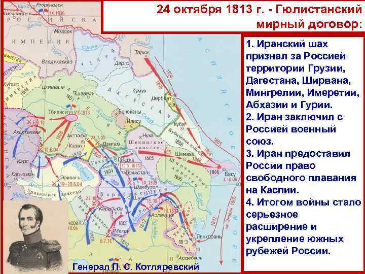 24 октября 1813 г. - Гюлистанский мирный договор: 1. Иранский шах признал за Россией