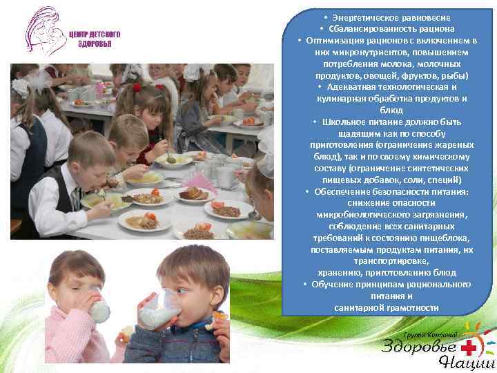  • Энергетическое равновесие • Сбалансированность рациона • Оптимизация рационов с включением в них