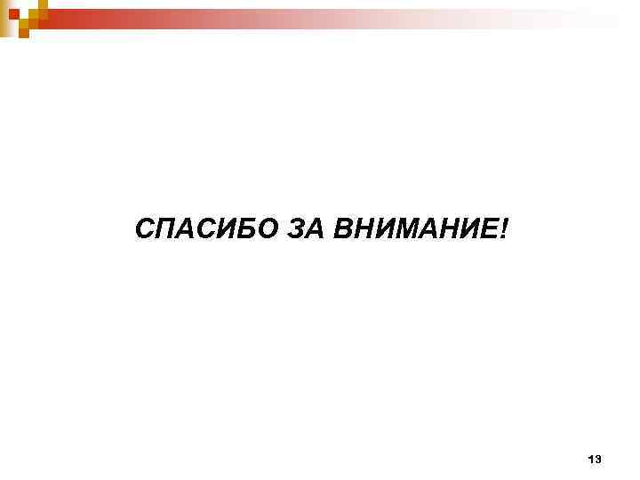 СПАСИБО ЗА ВНИМАНИЕ! 13 