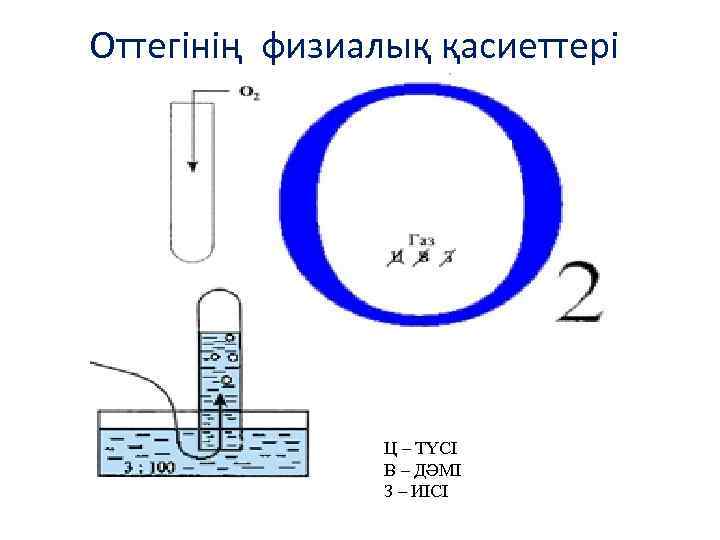 Оттегінің физиалық қасиеттері Ц – ТҮСІ В – ДӘМІ З – ИІСІ 