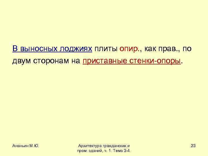 В выносных лоджиях плиты опир. , как прав. , по двум сторонам на приставные