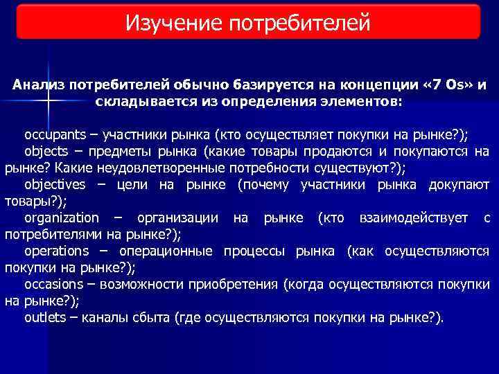 Как изучать потребителя. 7 Os концепция. Концепция 7r. Концепция «7с» базируется. Потребитель изучает детали.