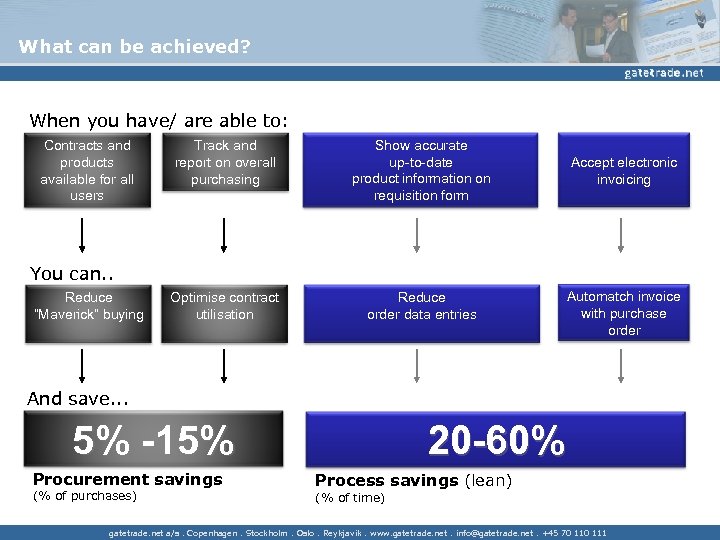 What can be achieved? When you have/ are able to: Contracts and products available