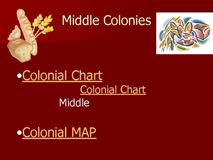Middle Colonies • Colonial Chart Middle • Colonial MAP 